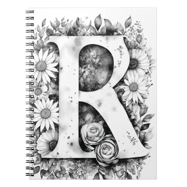 Carta personalizada R Cuaderno de acuarela floral (Frente)