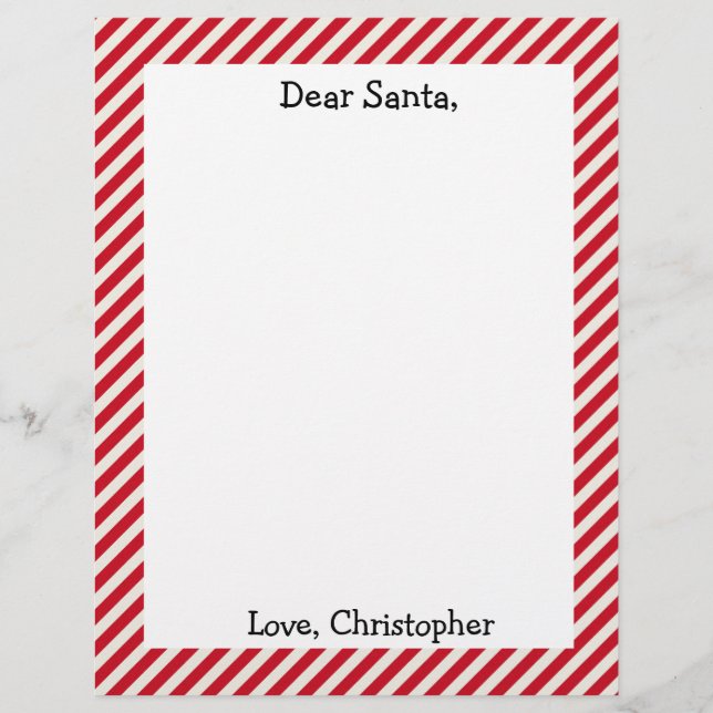 Carta personalizada roja y blanca a Santa María (Anverso)