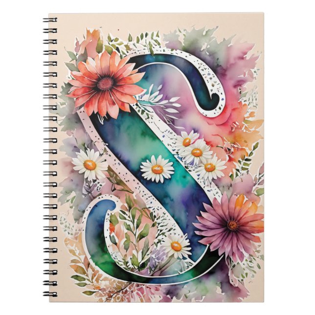 Carta personalizada S Cuaderno de acuarela floral (Frente)