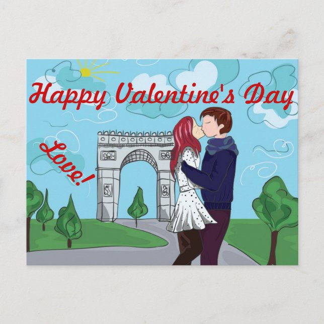 CARTA POSTAL DE AMOR EN PARÍS DÍA DE SAN VALENTÍN (Anverso)