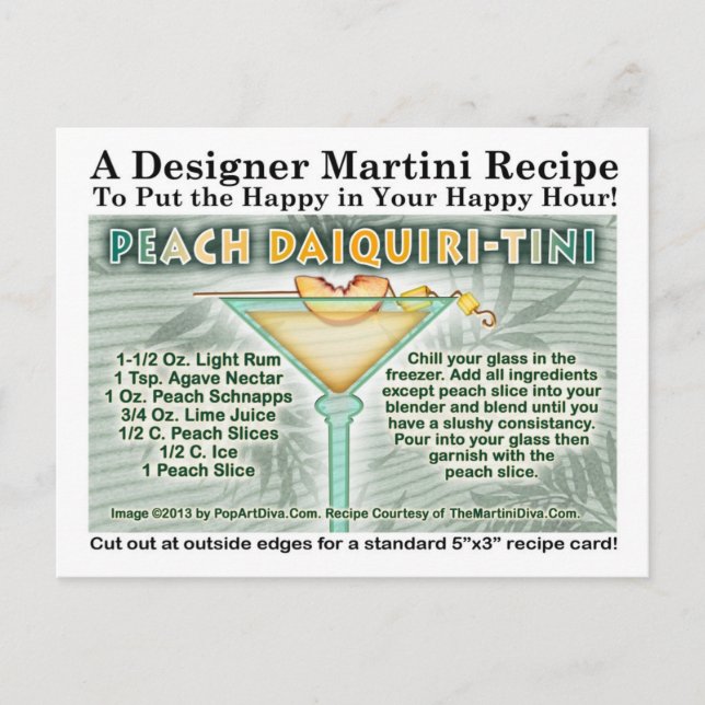 CARTA POSTAL DE PEACH DAIQUIRI MARTINI RECIPE (Anverso)