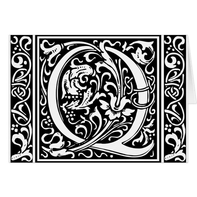 Carta Q Monograma medieval Art Nouveau (Anverso (Horizontal))