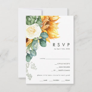 Carta RSVP de elección de menú amarillo girasol
