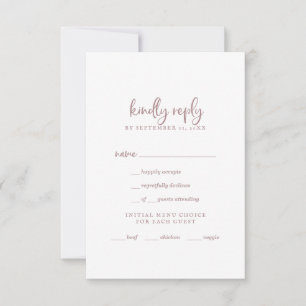Carta Rústica Rosa con guión dorado Tarjeta RSVP