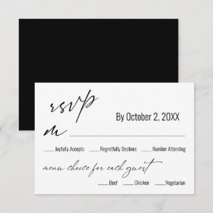 Carta sencilla moderna Elección de menú Boda negra