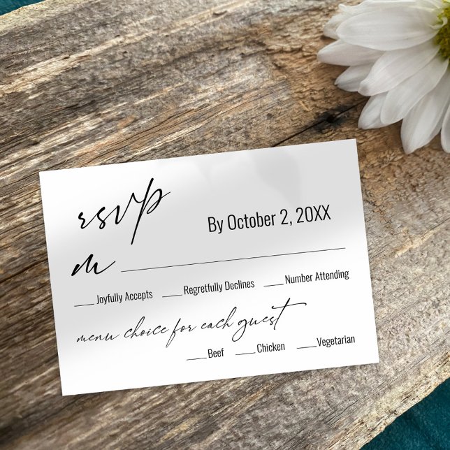 Carta simple moderna Elección de menú Boda Tarjeta (Subido por el creador)