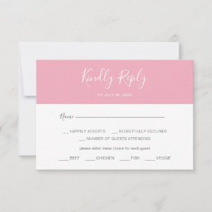 Carta simple rosa horizontal Elección de menú RSVP