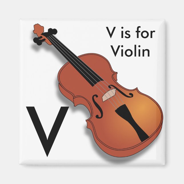 "Carta V" para el imán alfabético infantil violín (Frente)