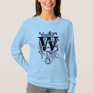 Carta 'W' envuelta en vides moradas - camiseta