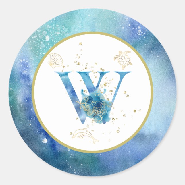 *~* CARTA W - Pegatina de sobres de playa náutica (Anverso)