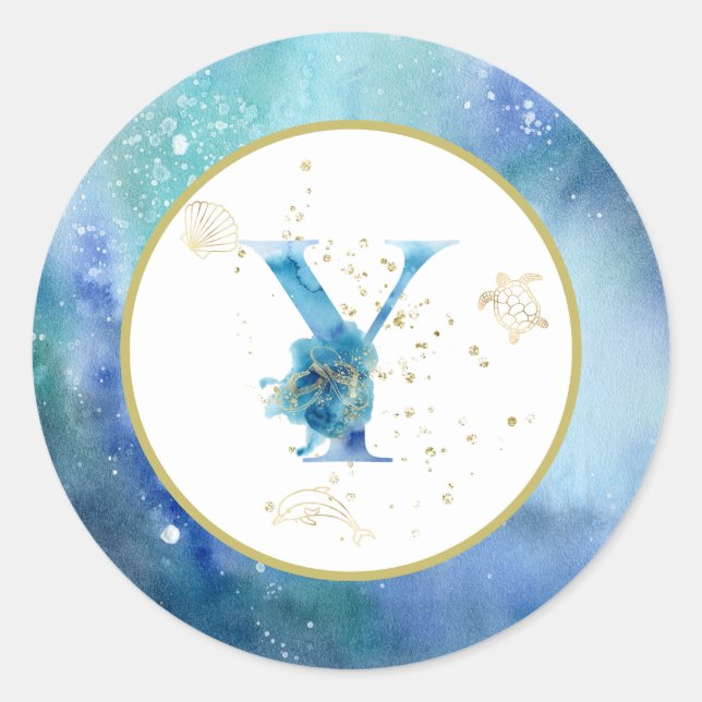 *~* CARTA Y - Pegatina de sobres de playa náutica (Anverso)