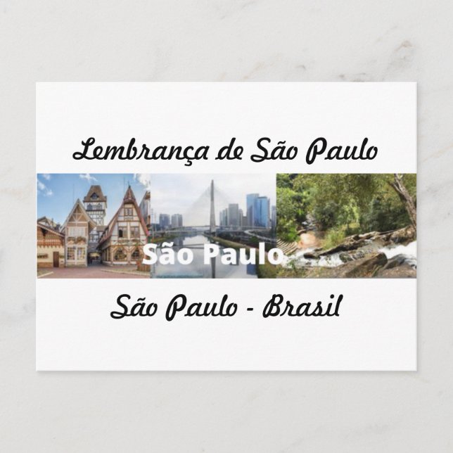 Cartão Postal lembrança de São Paulo Brasil (Anverso)