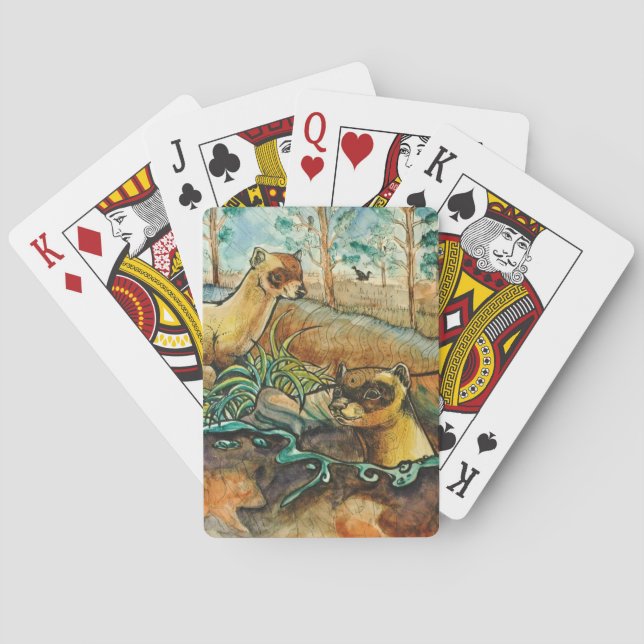 Cartas Baraja de naipe con base negra del hurón (Reverso)