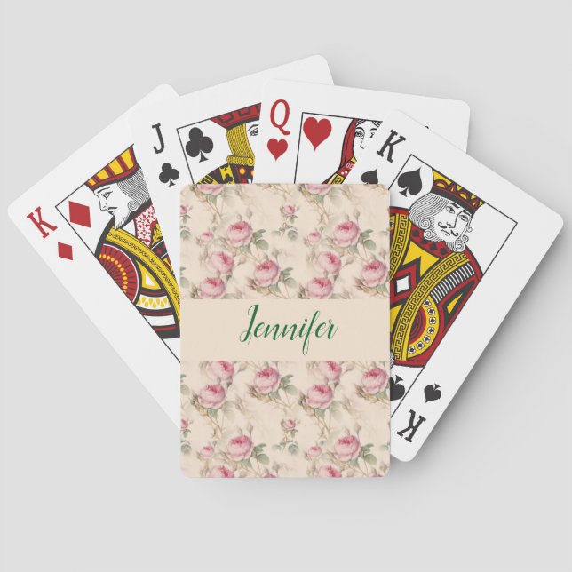 Cartas Baraja floral de rosas rosadas   (Reverso)
