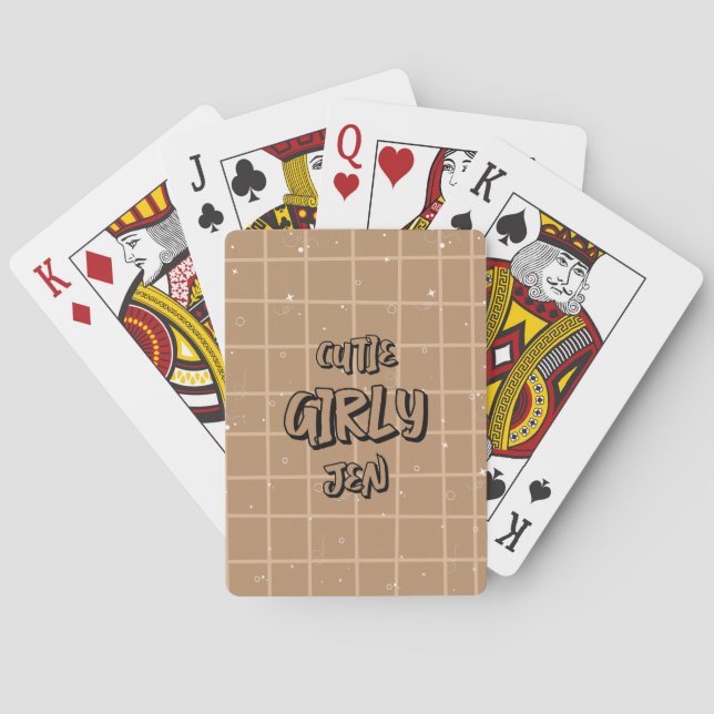 Cartas clásicas de cuadros marrones para niñas lin (Reverso)