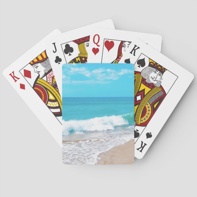 Cartas clásicas de juego con olas de playa y paisa (Reverso)