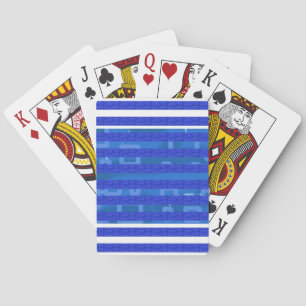 Cartas clásicas de juego con rayas geométricas azu