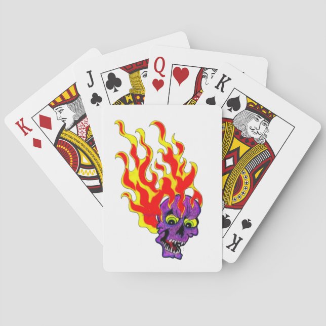 Cartas clásicas de juego de Calavera en llamas  (Reverso)