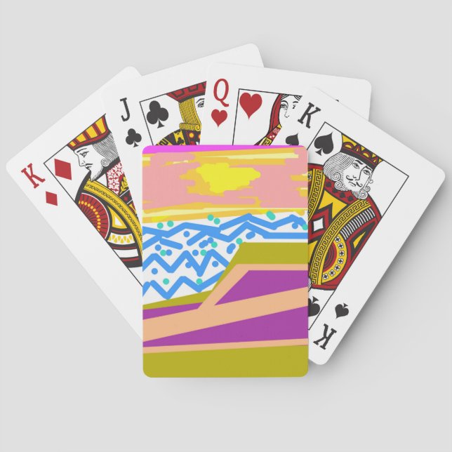 Cartas clásicas de juego de olas azules de yate pú (Reverso)