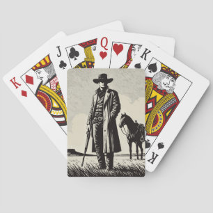 Cartas Clásicas de Juego del Vaquero Antiguo Pisto