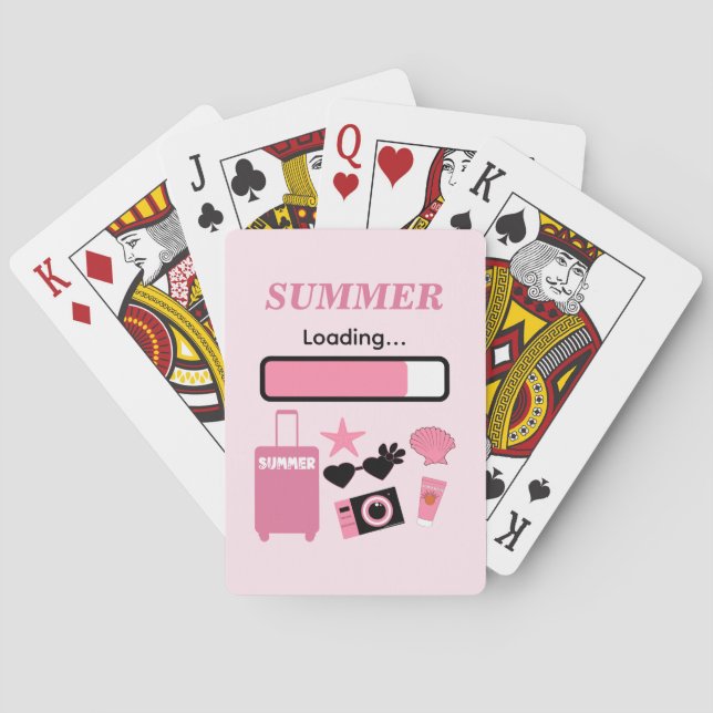 Cartas clásicas de juego rosadas de carga de veran (Reverso)