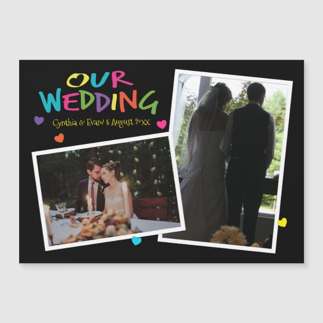 Cartas con tarjeta magnética de Recuerdos de Boda  (Anverso)