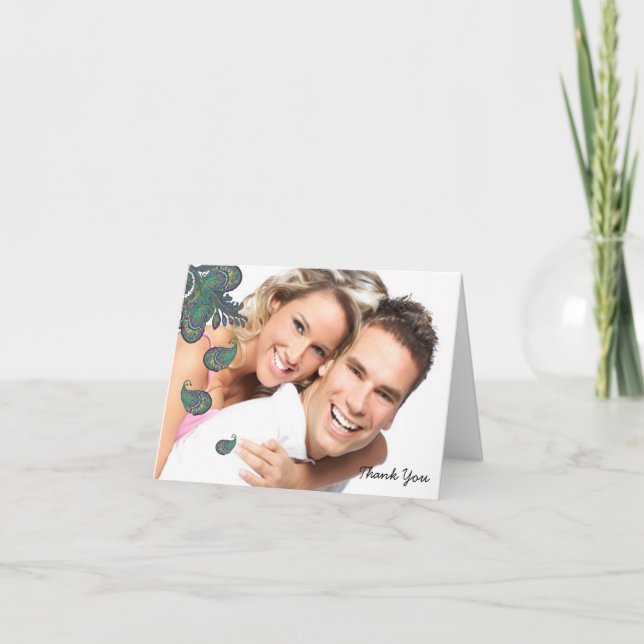 Cartas de agradecimiento a Peacock Paisley Boda (Anverso)