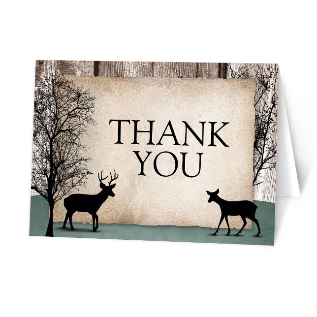 Cartas de agradecimiento a Rústico Woodsy Deer (Rustic Woodsy Deer Thank You Cards from Artistically Invited on Zazzle.)