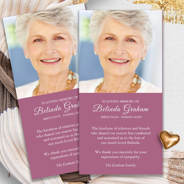 Cartas de agradecimiento a Violet Funeral de la fo (funeral thank you cards, bereavement, elegant, simple, celebration of life, sympathy card)