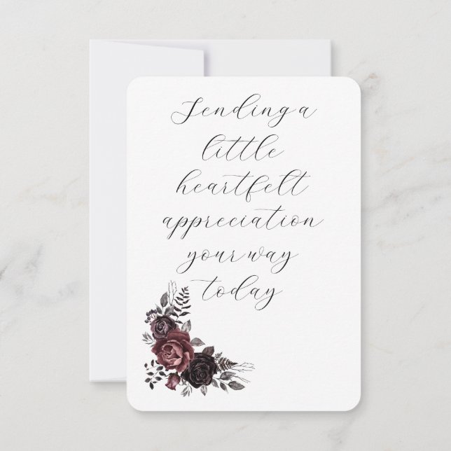 Cartas de agradecimiento botánico oscuro y monóton (Reverso)