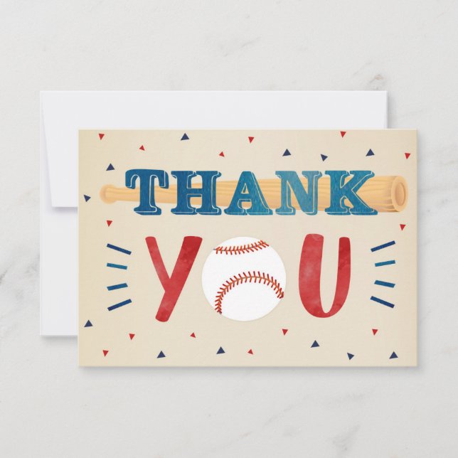 Cartas de agradecimiento de Baby Shower de béisbol (Anverso)