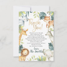 Cartas de agradecimiento de Safari Animals Baby Sh