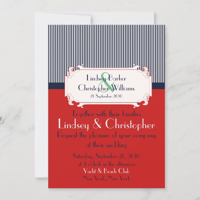 Cartas de amor Invitaciones de matrimonio náutico (Anverso)