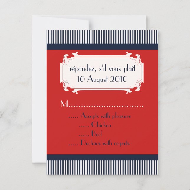 Cartas de amor Invitaciones de matrimonio RSVP Náu (Anverso)