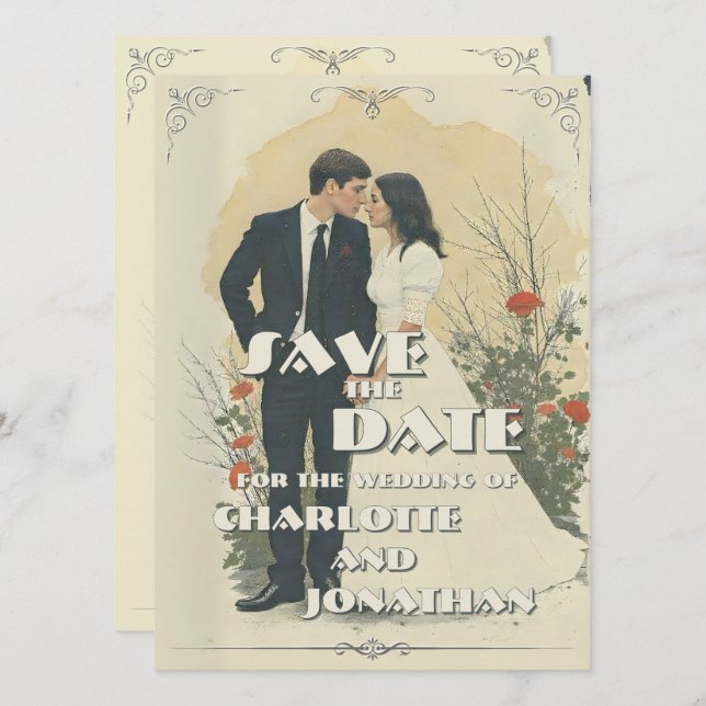 Cartas de arte de parejas de bodas románticas (Anverso / Reverso)