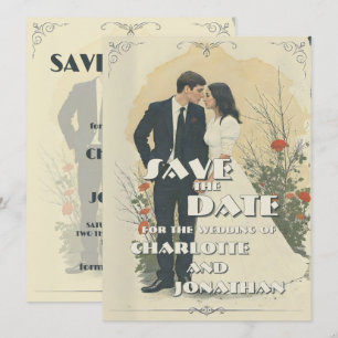 Cartas de arte de parejas de bodas románticas