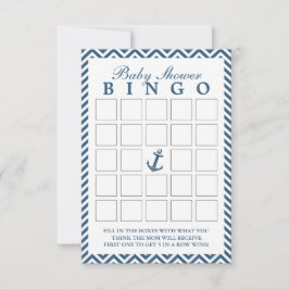 Cartas de Bingo de Baby Shower de Ancla Náutica Zi