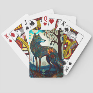 Cartas de Boho Wolf Surreal Wildlife Art