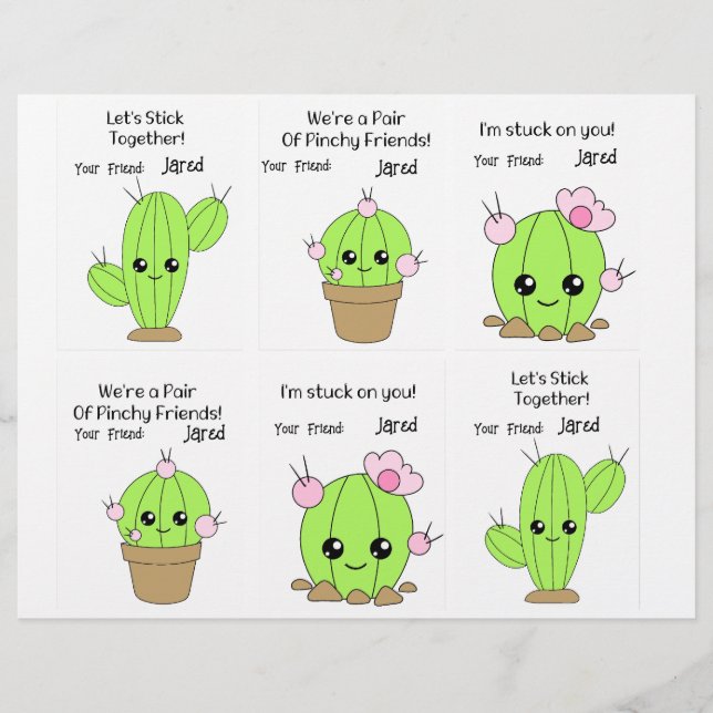 Cartas de clase Cactus 6 Nombre personalizado (Anverso)