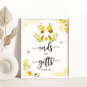 Cartas de color de abeja y señal de regalo