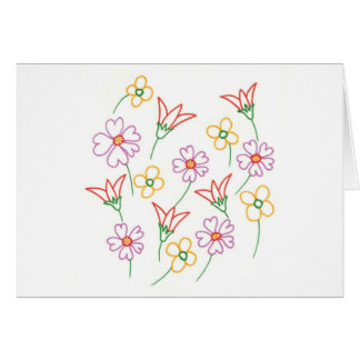 Cartas de colores del dibujo de la flor de contorn