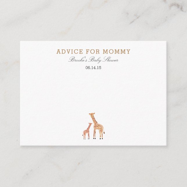 Cartas de consejo de Giraffe Mommy (Anverso)