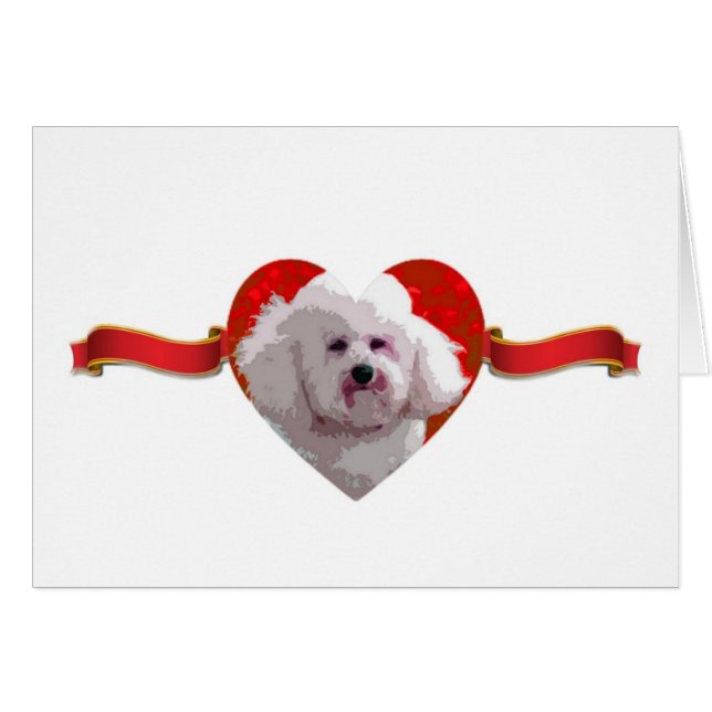 Cartas de Corazón y Cinta de Bichon Frise (Anverso (Horizontal))