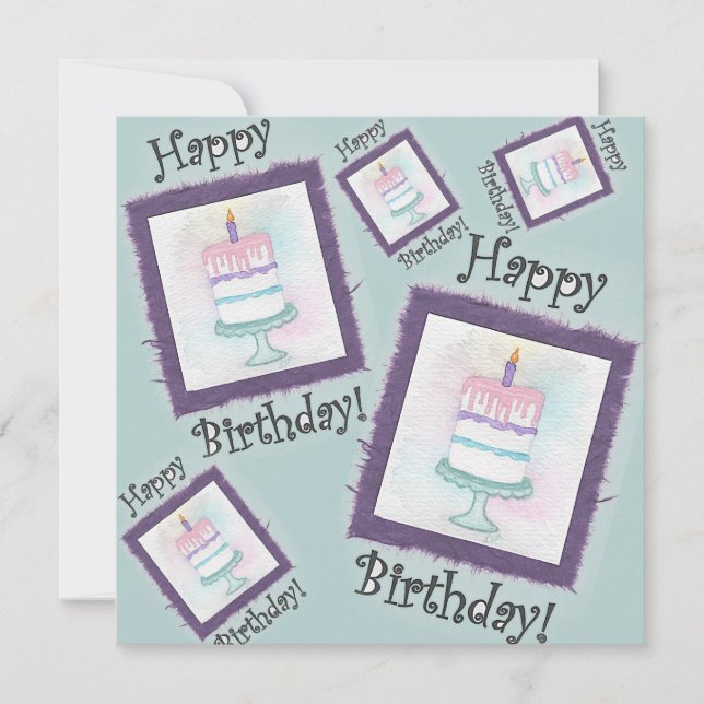 Cartas de cumpleaños de la tarta de cumpleaños (Anverso)