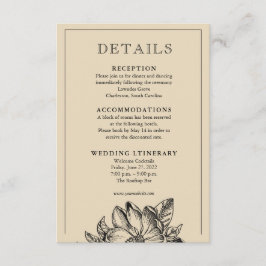 Cartas de detalles de la invitación a la boda clás