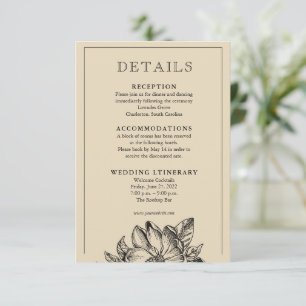 Cartas de detalles de la invitación a la boda clás