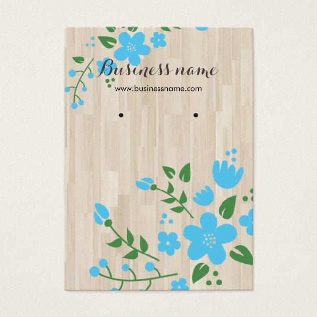 Cartas de fondo rústico de madera floral azul (Frente)