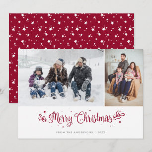 Cartas de fotos de navidad de caligrafía de estrel