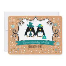 Cartas de fotos de navidad de la pareja de Pingüin