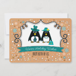 Cartas de fotos de navidad de la pareja de Pingüin
